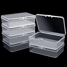 6 Pcs Plastic Storage Boxes with Lids, Small Transparent Boxes with Snap Closure for Screws, Beads, Jewelry DIY Crafts (9.5×6.5×2.5cm)