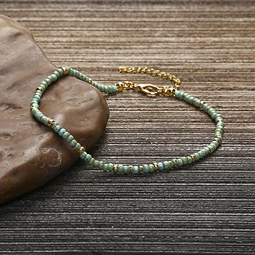 Xijin Small Beaded Anklets For Women Girls Handmade Turquoise Beads Anklet Beach Cute Foot Beaded Ankle Bracelets 8 Inch #TOP2