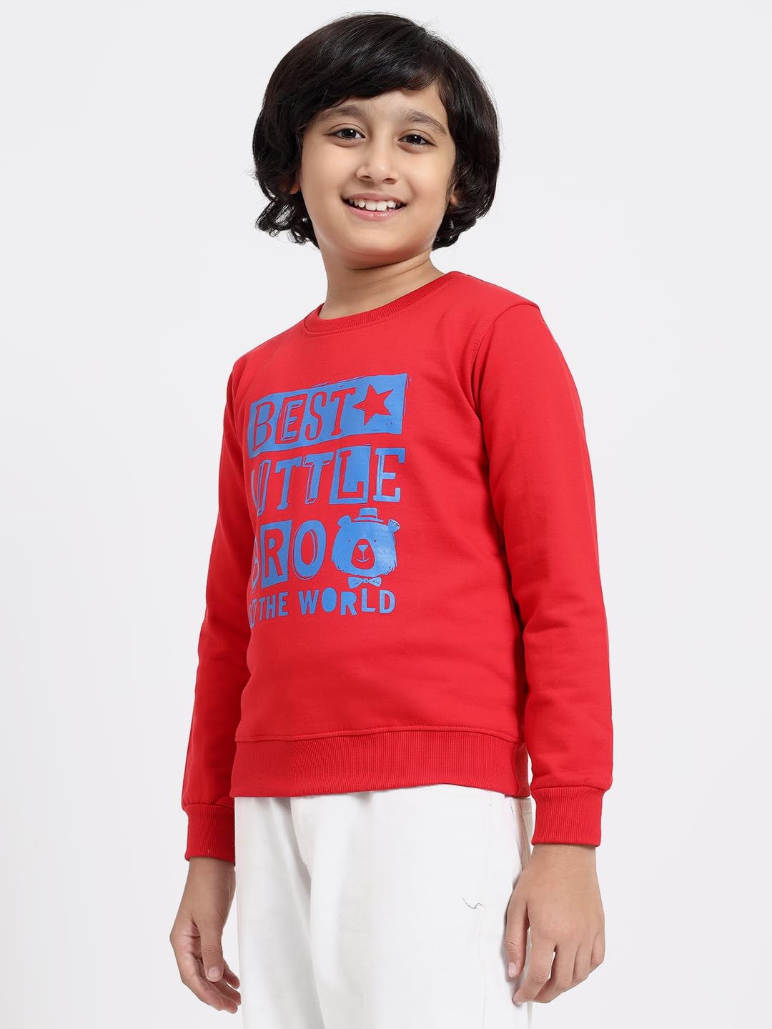 FUNKOOL Boys Regular Fit | Premium Cotton Fleece |Full Sleeves|Round Neck|Trendy Winter Wear| Sweatshirts for Boys and Girls -Red 1