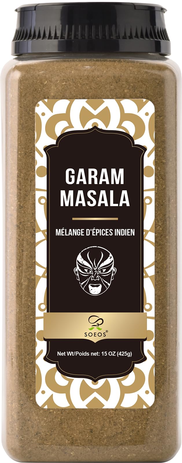Soeos Garam Masala, 15 oz (425g), Garam Masala Powder, Indian 8-Spice Blend, Salt-No, Vegan, No Colors, Gluten Friendly, Non-GMO, Masala Seasoning,