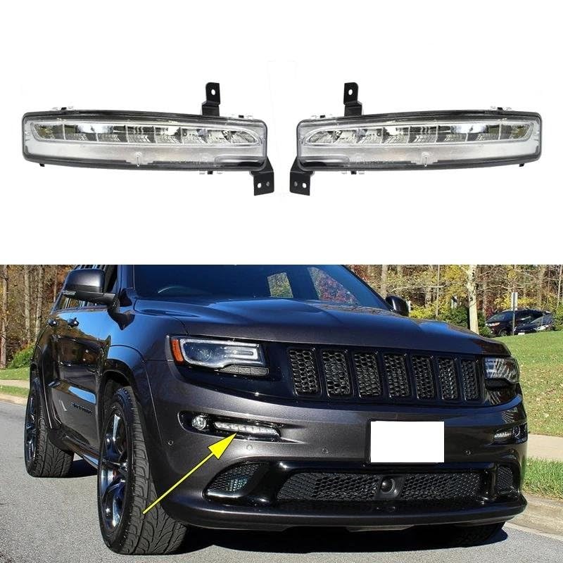 Genérico Luces circulación Diurna LED 1 par de luces diurnas LED DRL, antiniebla, accesorios para coche para Jeep para Grand para Cherokee SRT8 2012-2016 Conjunto luces antiniebla LED