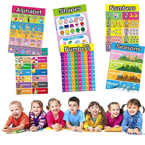 Large Size Educational Preschool Poster,Easy Read & Learn Design For Toddlers Kids Nursery Homeschool Kindergarten Classroom Playroom -Teach Alphabet, Numbers, Days, Colors And More (15 Pieces) #TOP2
