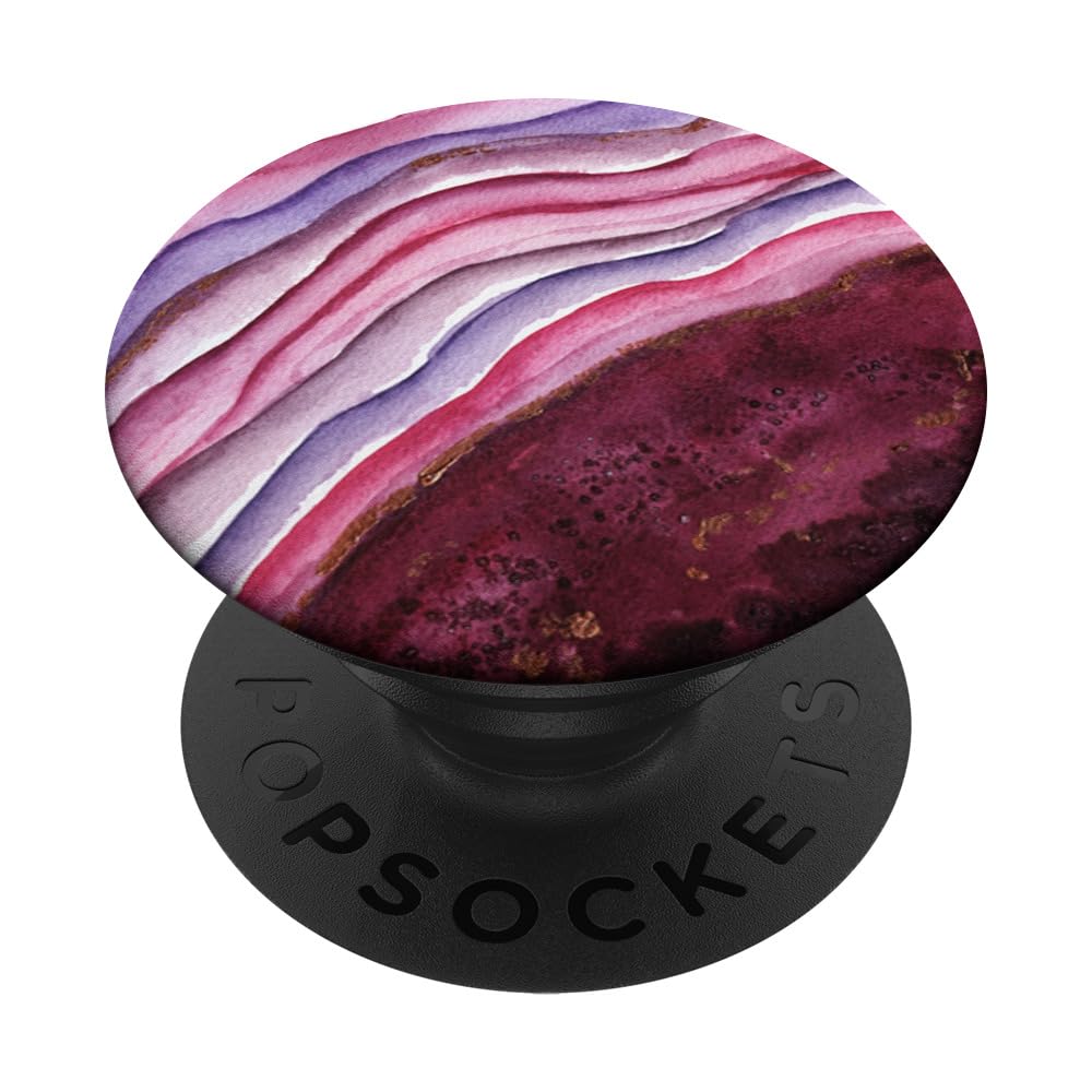 Agate Watercolor Burgundy Pink Purple PopSockets Adhesive PopGrip