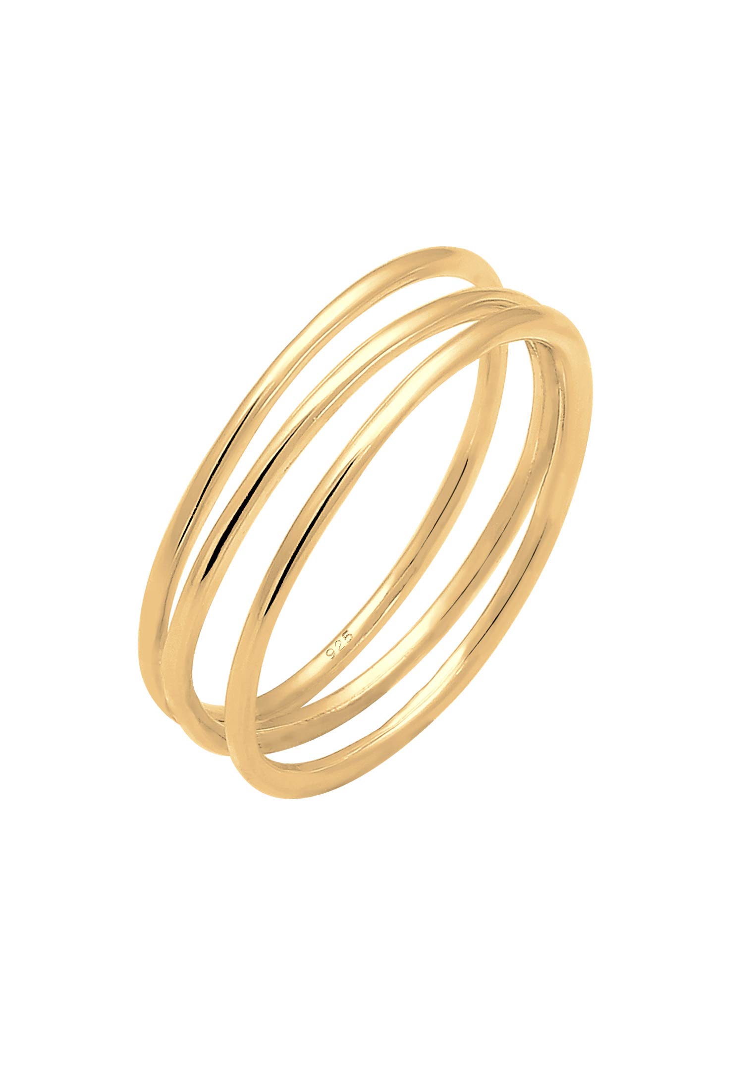 Elli Women Wrapped Filigree Blogger Trend 925 Silver Gold Plated Ring - Size Q 0604521217_58
