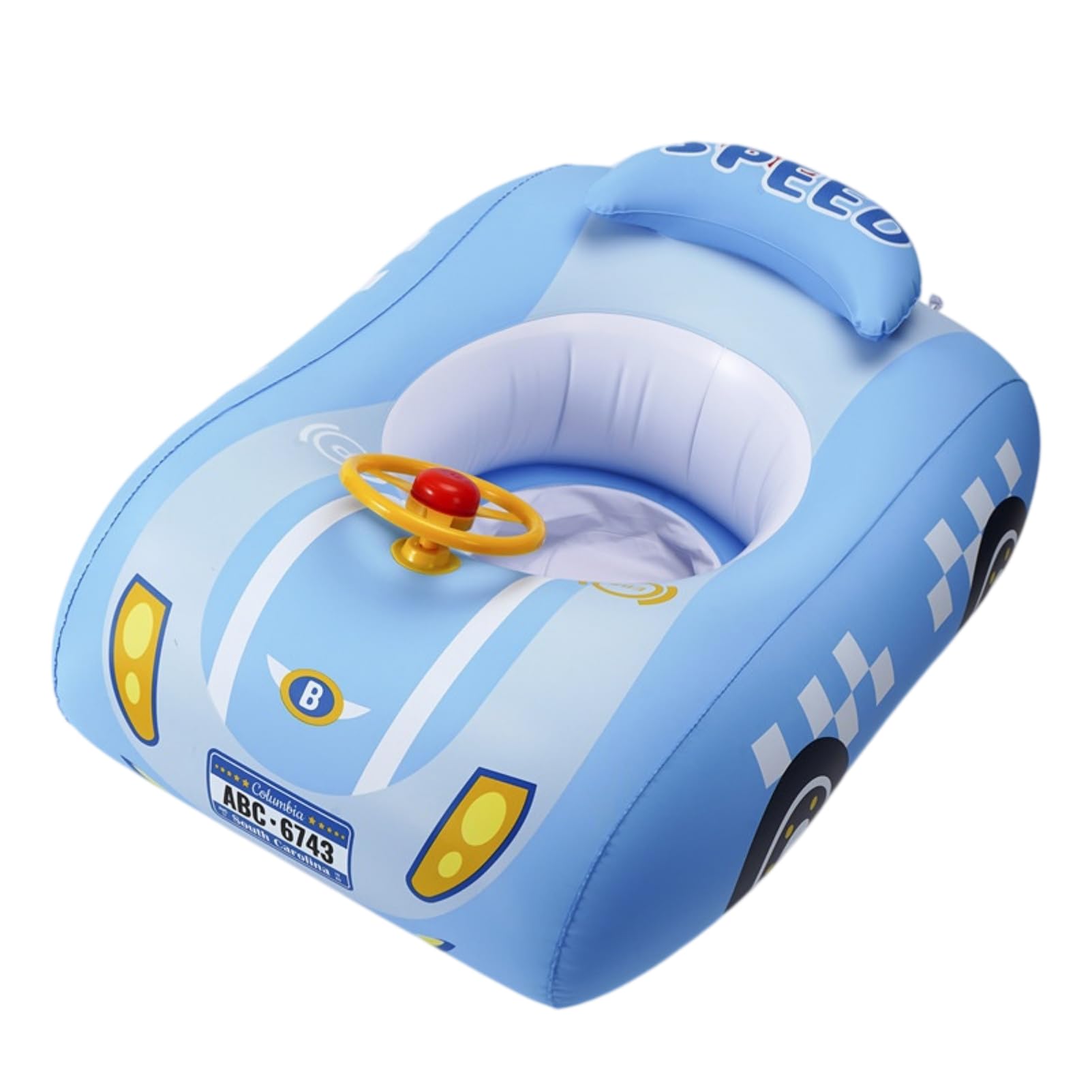 Baby Pool Float, Cute Cartoon Kids Floating Rings with UV Sunshade Canopy, Boys and Girls PVC Comfortable Adjustable Float Trainer with Handles for Babies and Kids