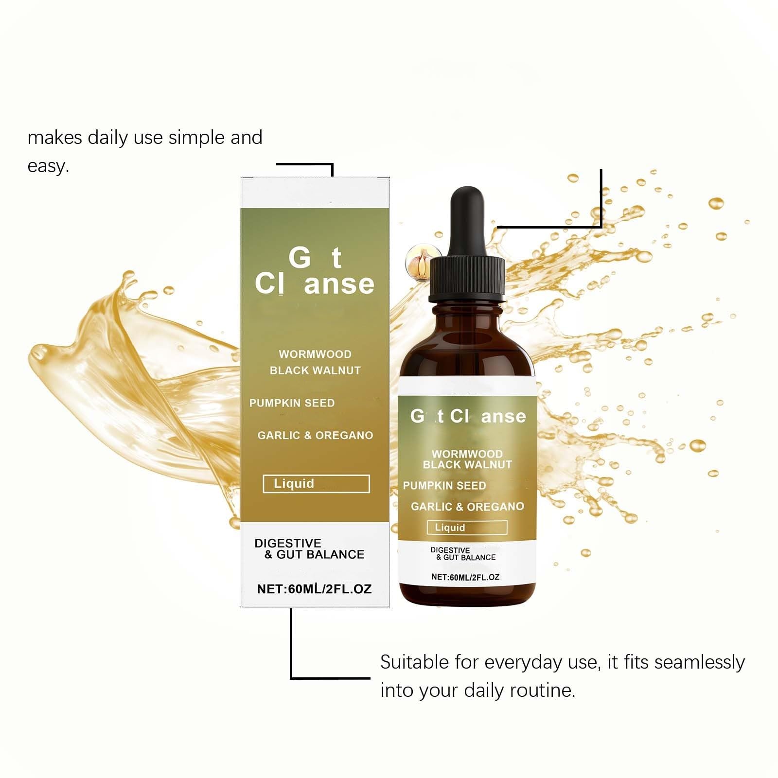 Gocce di assenzio di noce nera | Olio di semi di zucca di origano | Supporti immunitari e digestivi （60 ml/2 fl oz）,1Pcs