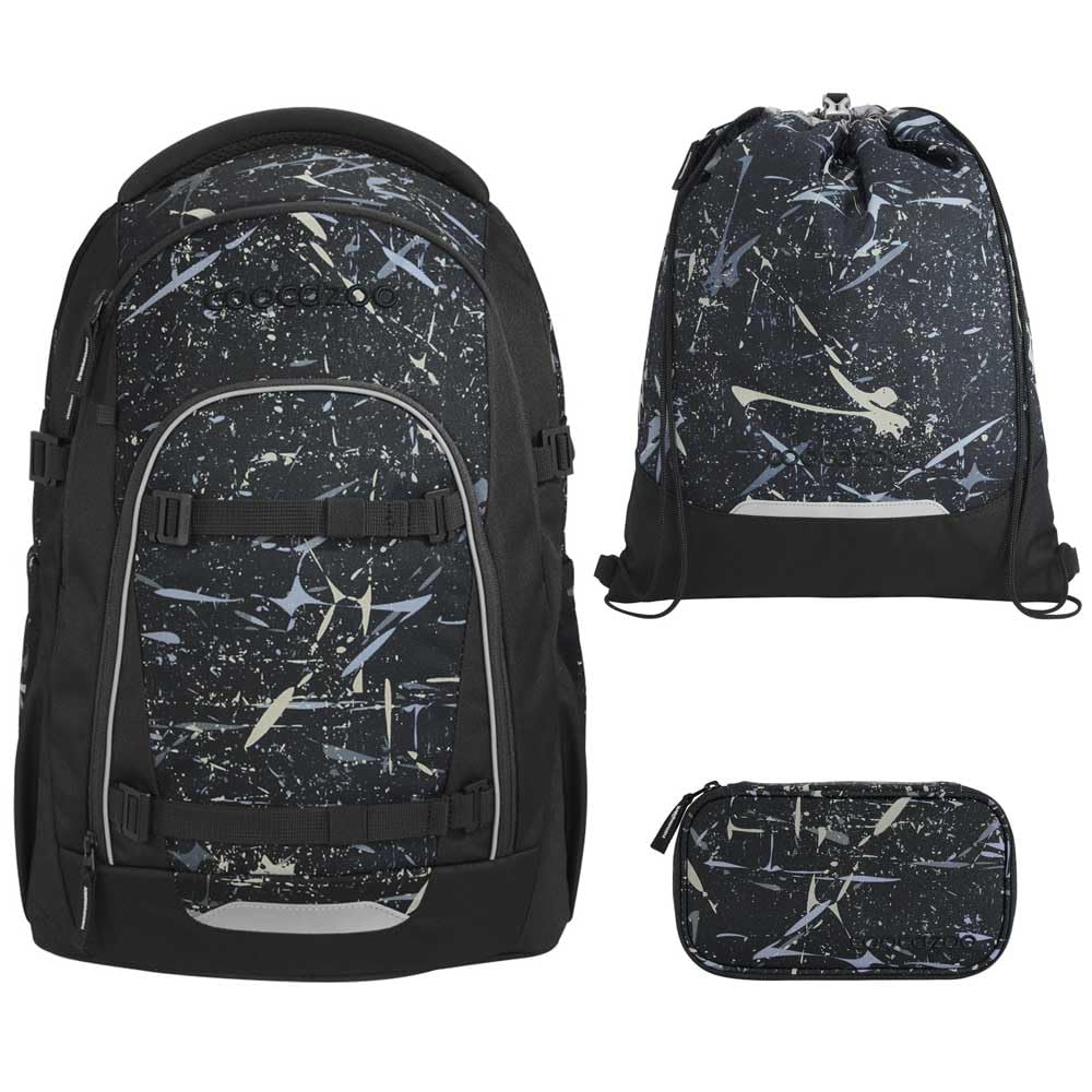 coocazoo MATE Schulranzen-Set 3tlg für Mädchen und Jungen ab der 4. Klasse mit Rucksack. Schlamperetui und Sportbeutel (Reflective Splash V2)