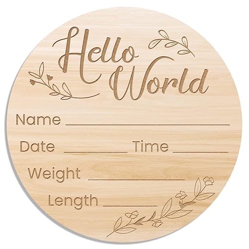 Party to Be Baby Name Announcement Sign for Hospital - Hello World Newborn Sign, Wooden Baby Birth Sign, Baby Arrival Sign Announcement for Baby