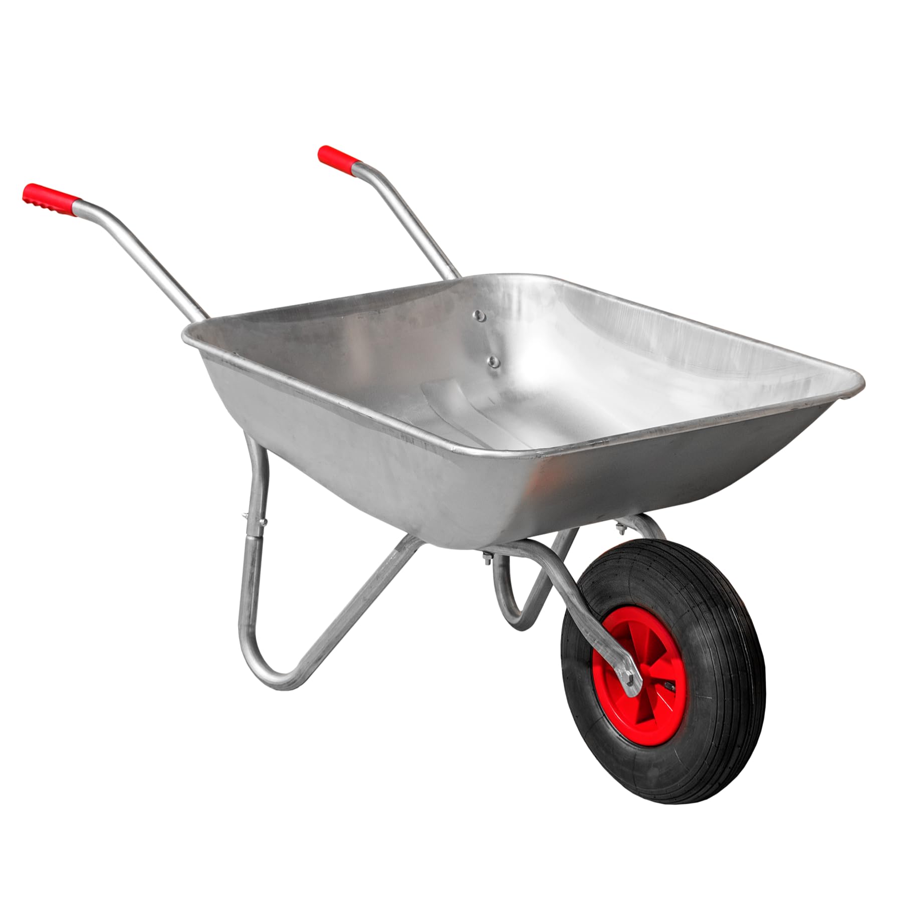 Kct 65L Litre Wheelbarrow Garden Barrow Galvanised Steel Metal With Pneumatic Wheel Lightweight Small Narrow For Gardening Waste Landscaping Diy Soil
