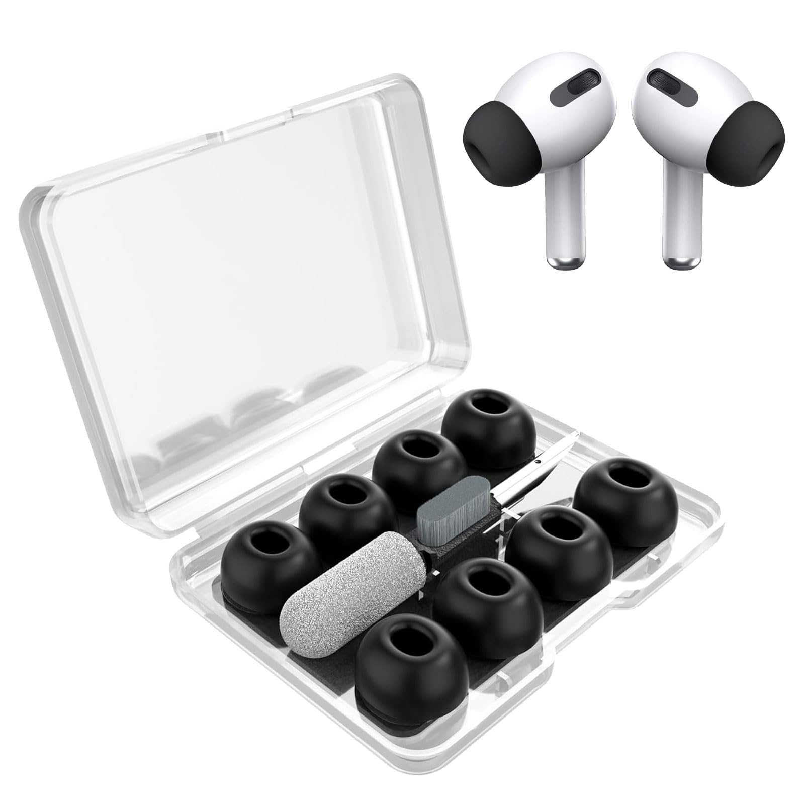 4 Paar Silikon-Aufsätze Für AirPods Pro 1/2 - Mit Reinigungsset & Aufbewahrungsbox (XS/S/M/L)