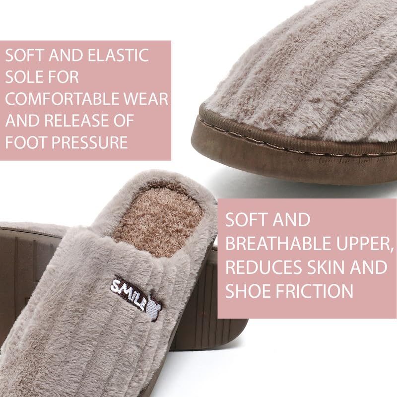 Image of Unisex Winter Flip Flop Slipper for Men and Women Soft Faux Fur Slip On Indoor Home Slides Slipper for Bedroom Sandals