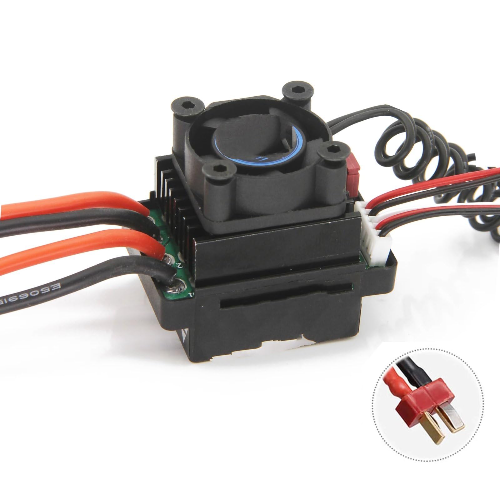 Controlador Rc Para TRX4 Para Axial 1/10 Para Coche Teledirigido Con Motor De 320A Resistente Al Agua 5V/2A BEC 60A ESC Cepillado Controlador Velocidad Electrónico XT60 Accesorios 2-3S(T Plug)