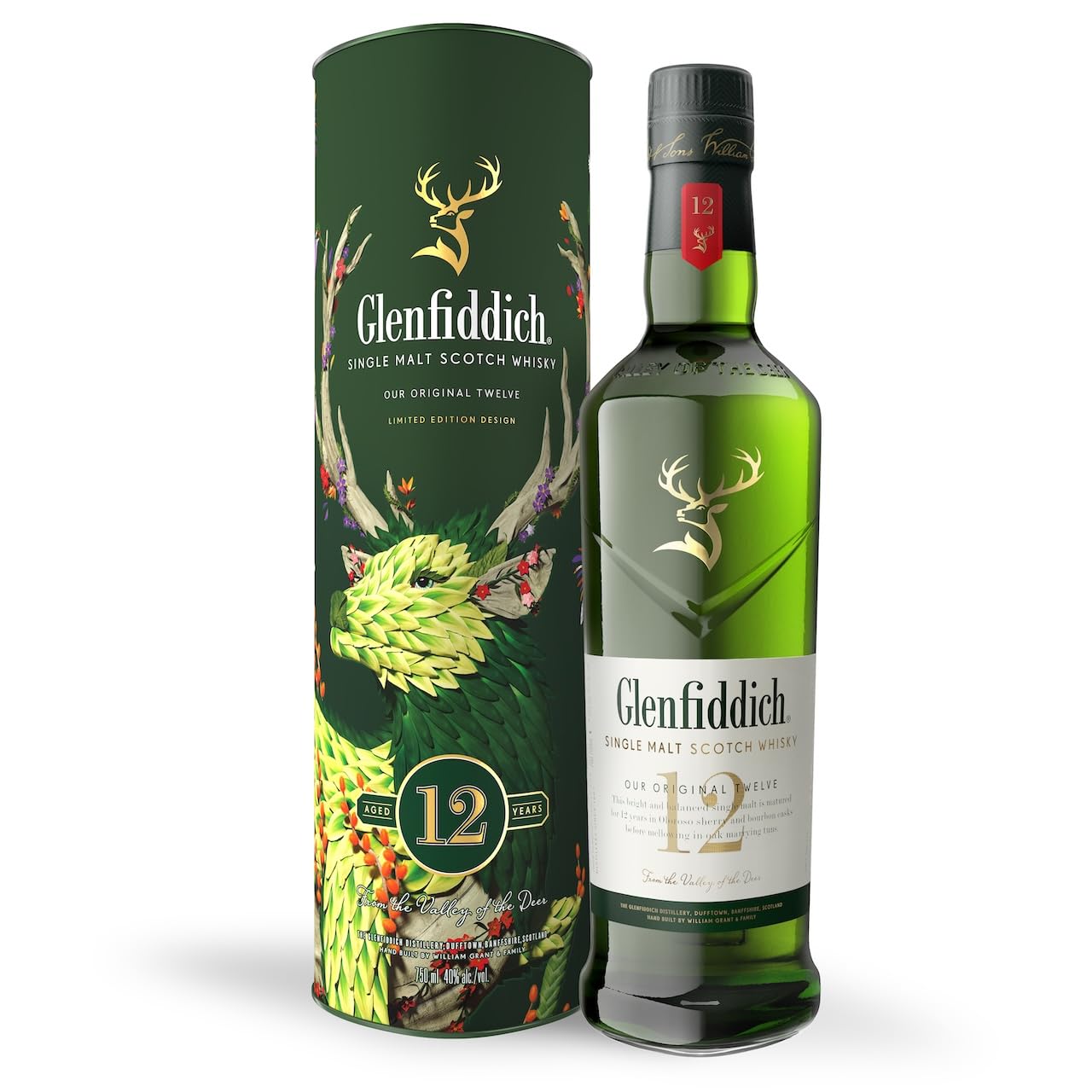 GLENFIDDICH 12 Year Old Single Malt Scotch Whisky - Bold Balance - Fresh Pear, Subtle Oak - Matured in Oloroso Sherry & Bourbon Casks - Product Of Scotland - 40% ABV - 70 cl