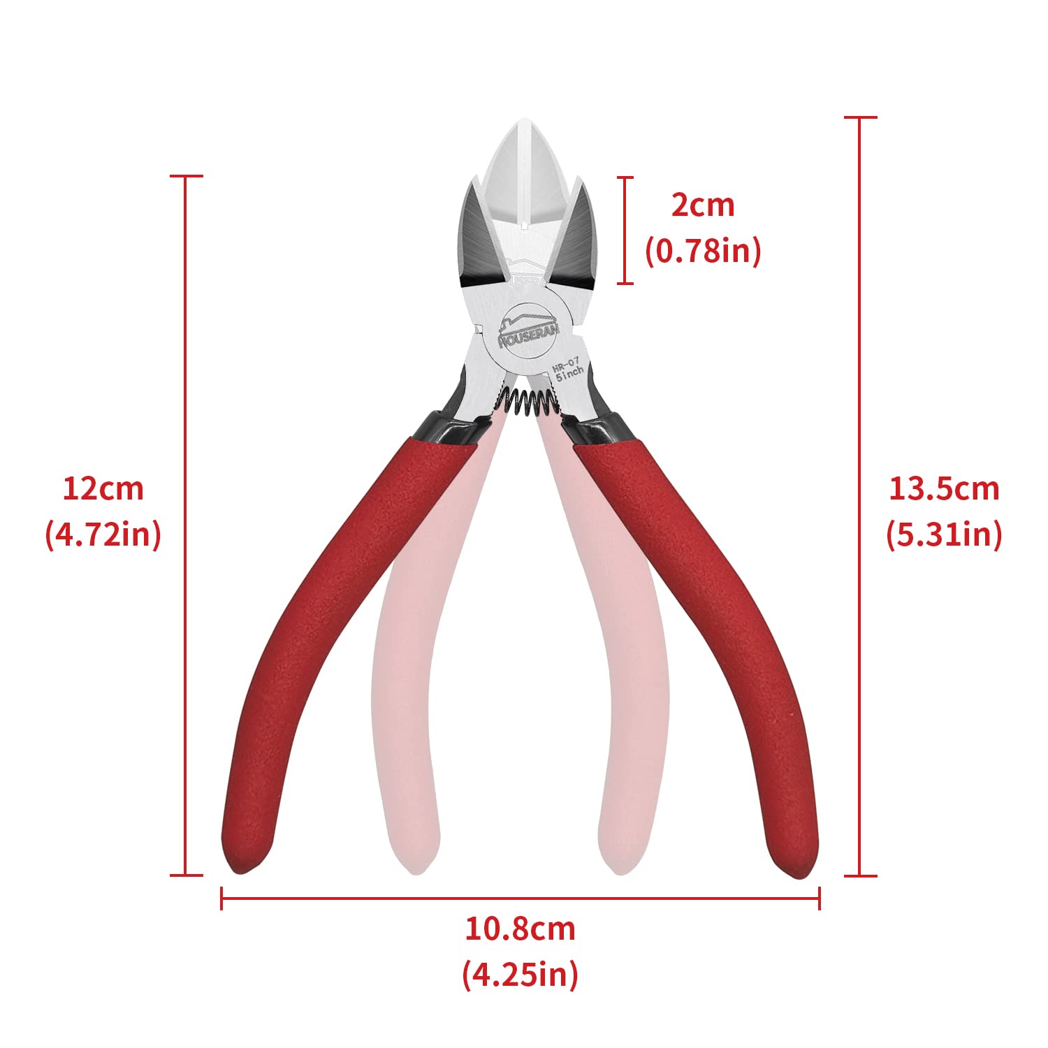 Alicates de Corte, 127 mm, Mango Rojo Antideslizante | Mini alicate de corte de precisión, para modelismo y manualidades