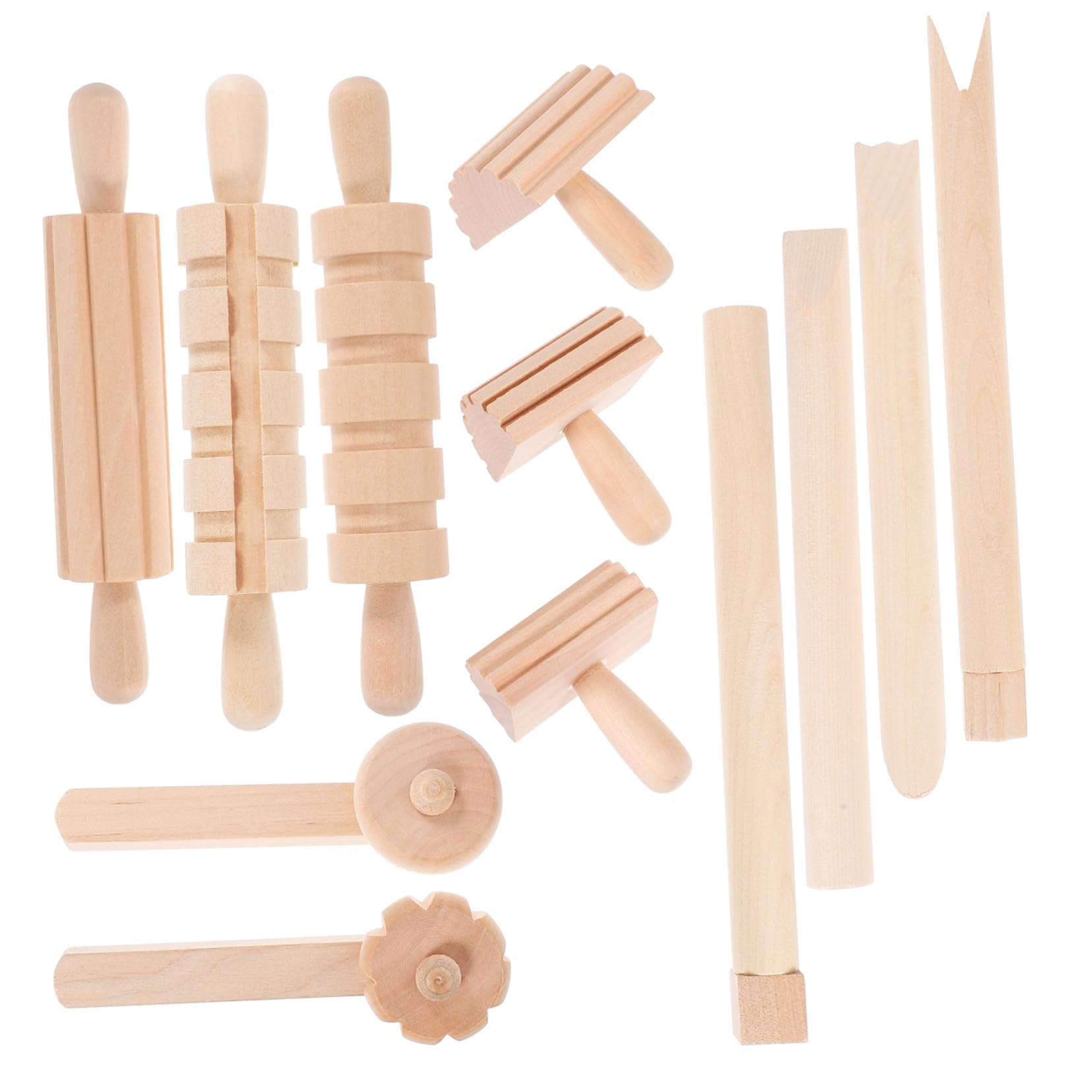 Rodillo Texturizador de Arcilla de Madera Beige, 12 Piezas