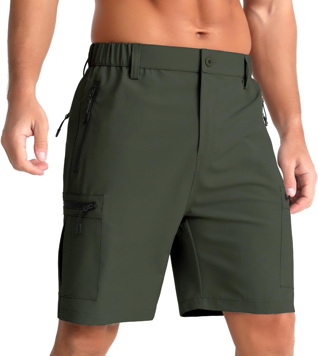 iCKER Mens Cargo Shorts Quick Dry Outdoor Hiking Shorts with Zip Pockets Lightweight Golf shorts