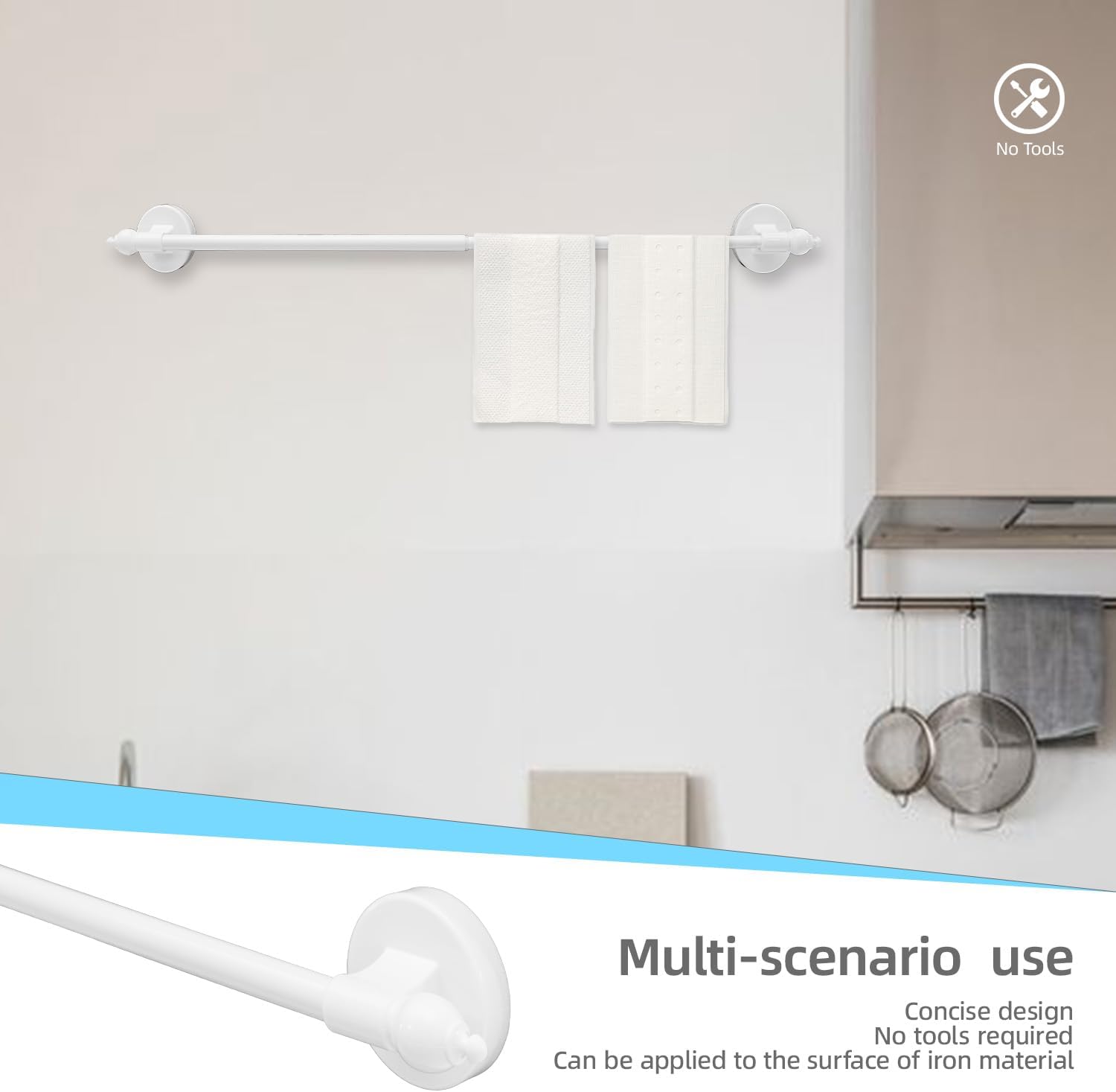 Magnetic Curtain Rods,Multi-Use Adjustable Appliance for Metal Doors,Windows,No Tools Needed，16-28 Inch，White，4 Pack