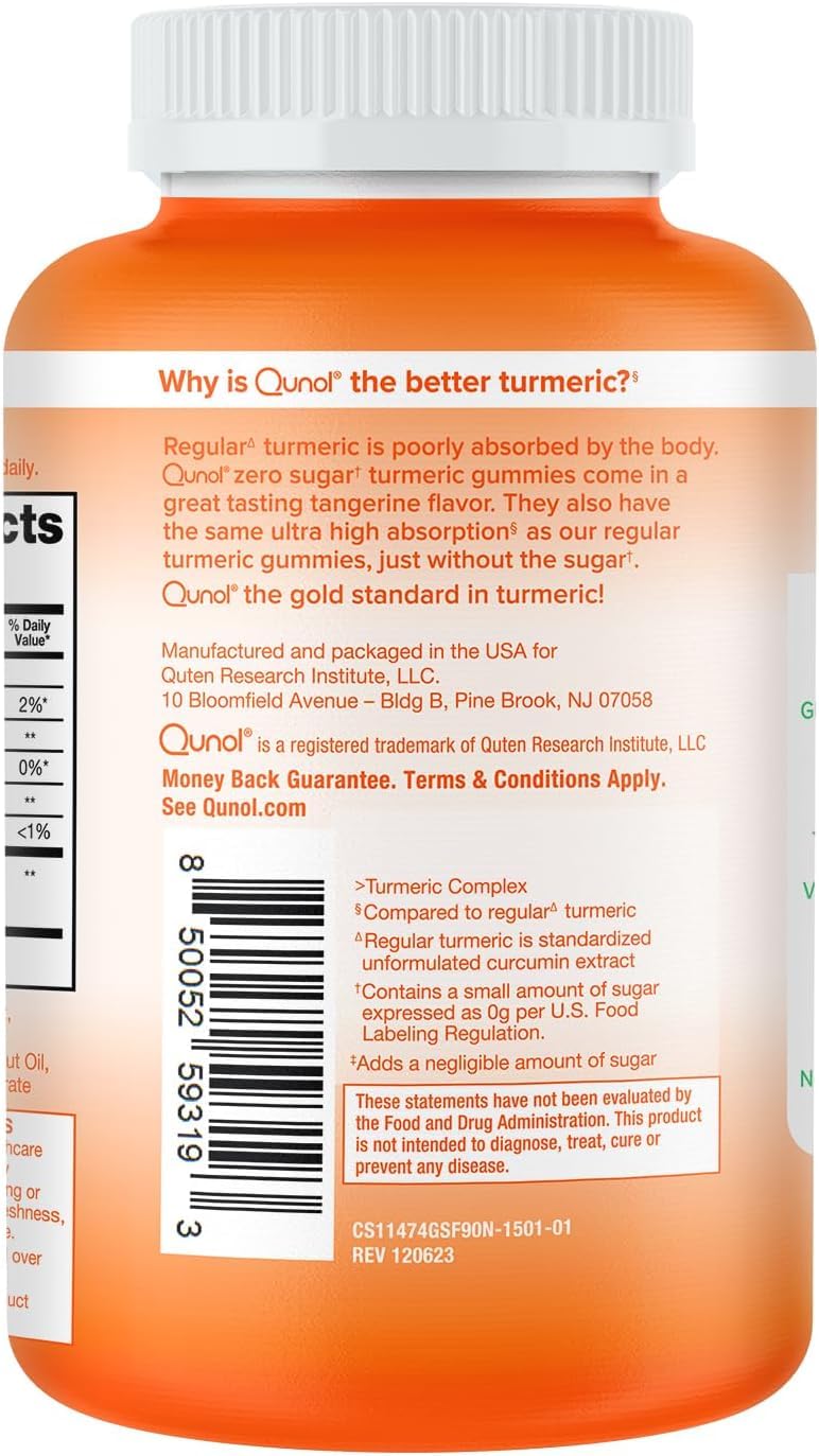 Qunol Zero Sugar Turmeric Gummies 500mg, Ultra High Absorption Gummy, 90 ct — Amazon image 9