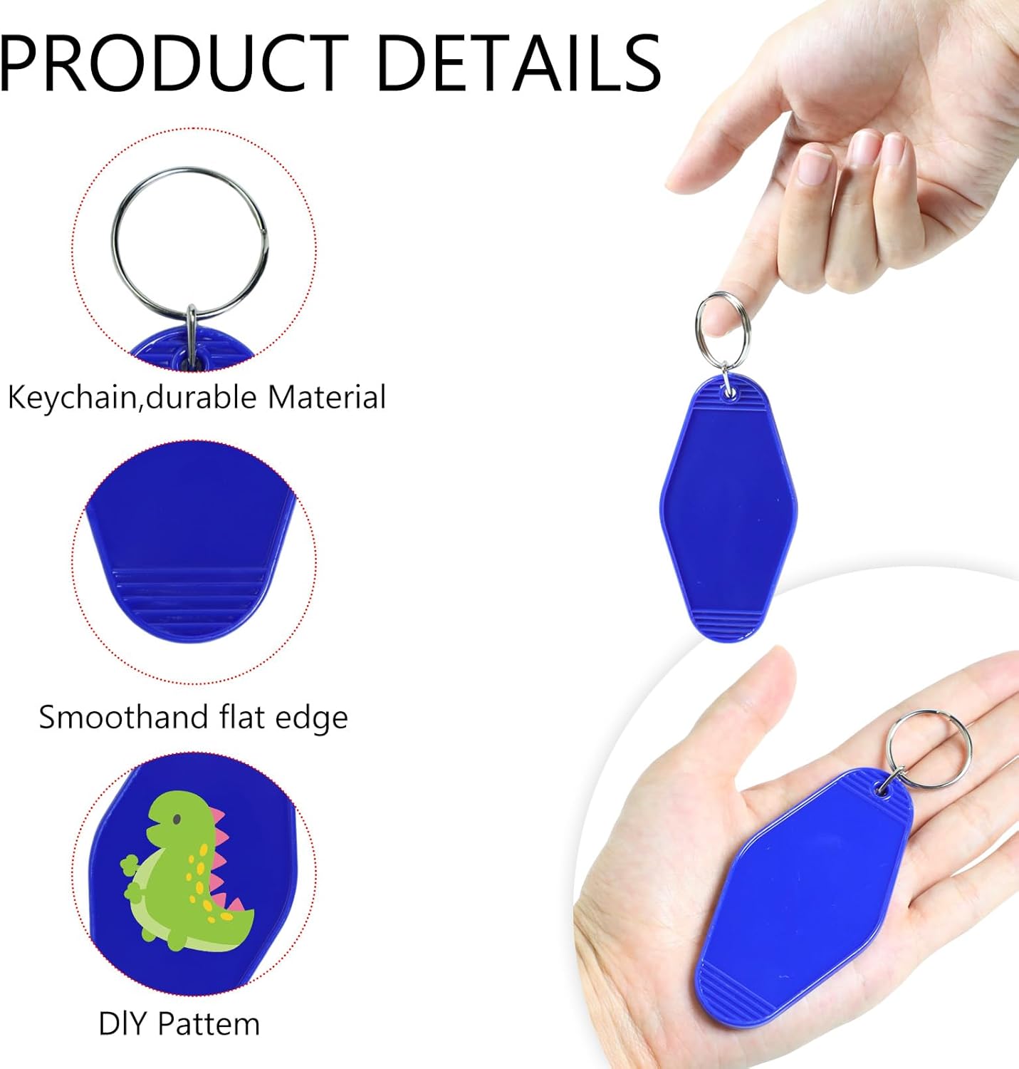 18Pcs Keychain Blank with Key Rings,18 Colors Rainbow Plastic Vintage Rhombus Motel Keychains Blank for DIY Sublimation Luggage Tag Label Craft Gifts Decorations - Image 3