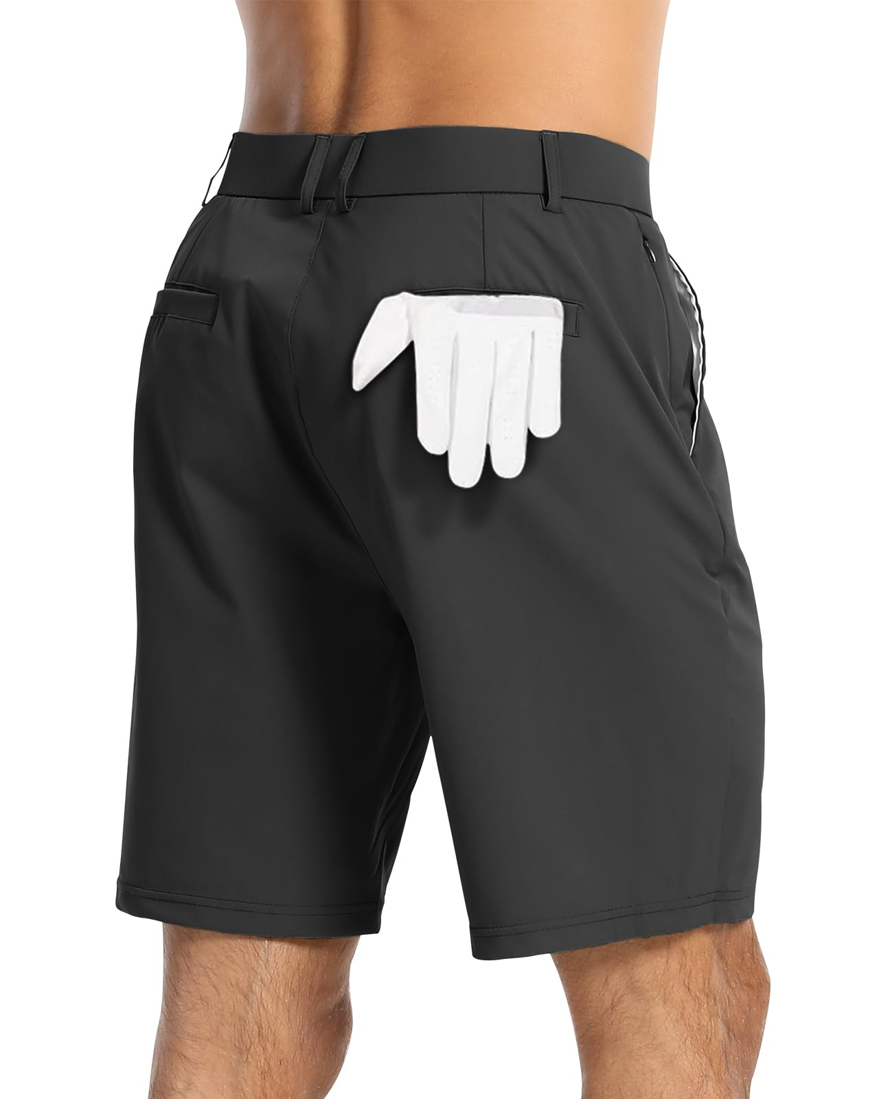 CANGHPGIN Men's Stretch Golf Shorts 7 Inch Flat Front Chino Dress Shorts Men Quick Dry Work Casual Shorts with 5 Pockets Black
