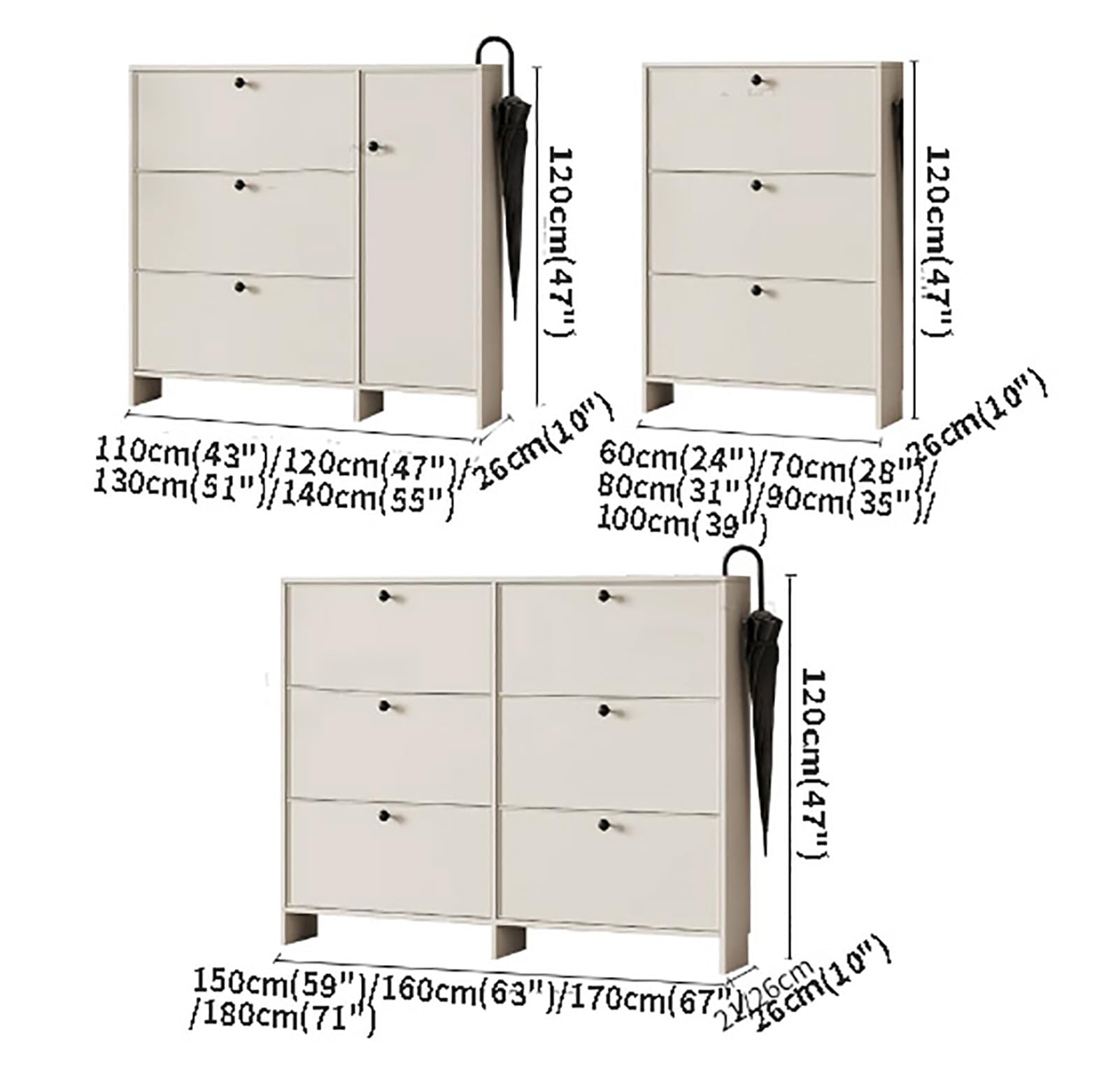 Armadio Scarpiera Stretto Alluminio Ante Battenti 120cm Modern