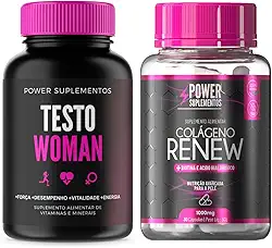 Kit de Suplementos Femininos Testo Woman 60Cápsulas + Colágeno Renew 30 Cápsulas