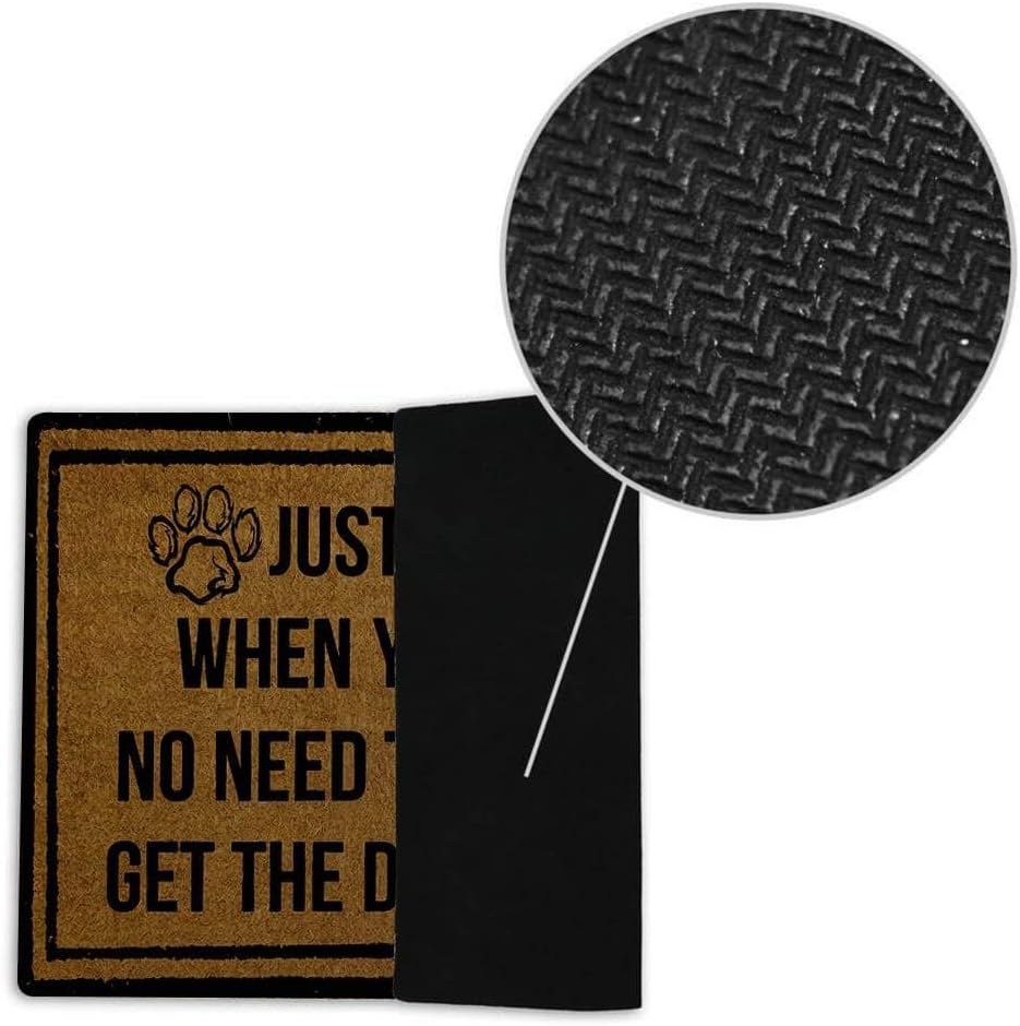 Funny Door Mat Non-Slip Back Rubber Entry Way Doormat Outside | just Text Us No Need to Knock and Get The Dogs Involved | Standard Outdoor Welcome Mat | Home Indoor | 18 Inch x 30 Inch