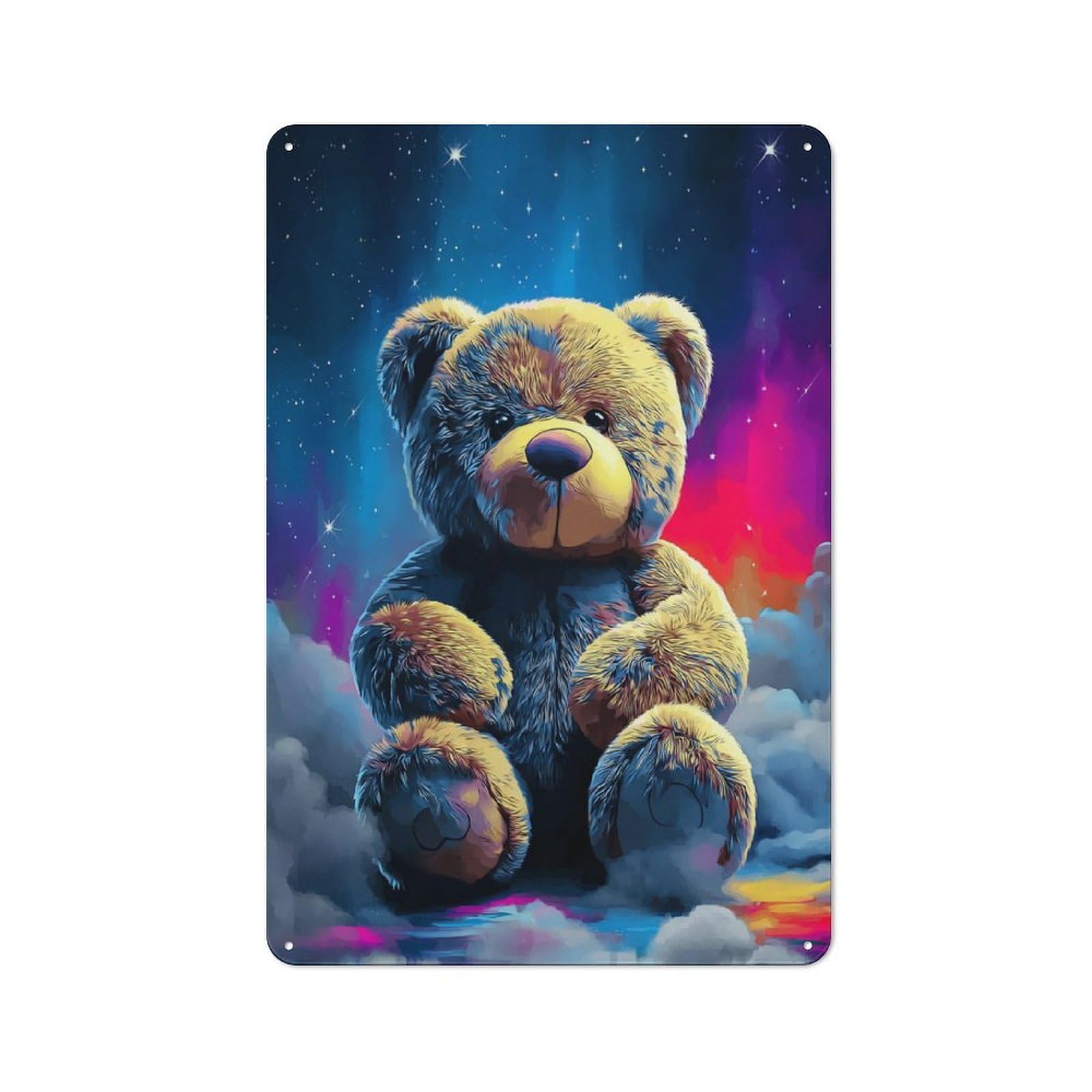 Junmoney Cosmic Teddy Bear In Space -2 Vintage Tin Sign 30X20cm For Garden Room Or Summerhouse, A Housewarming Gift For Outdoor-Room Decor Collectors