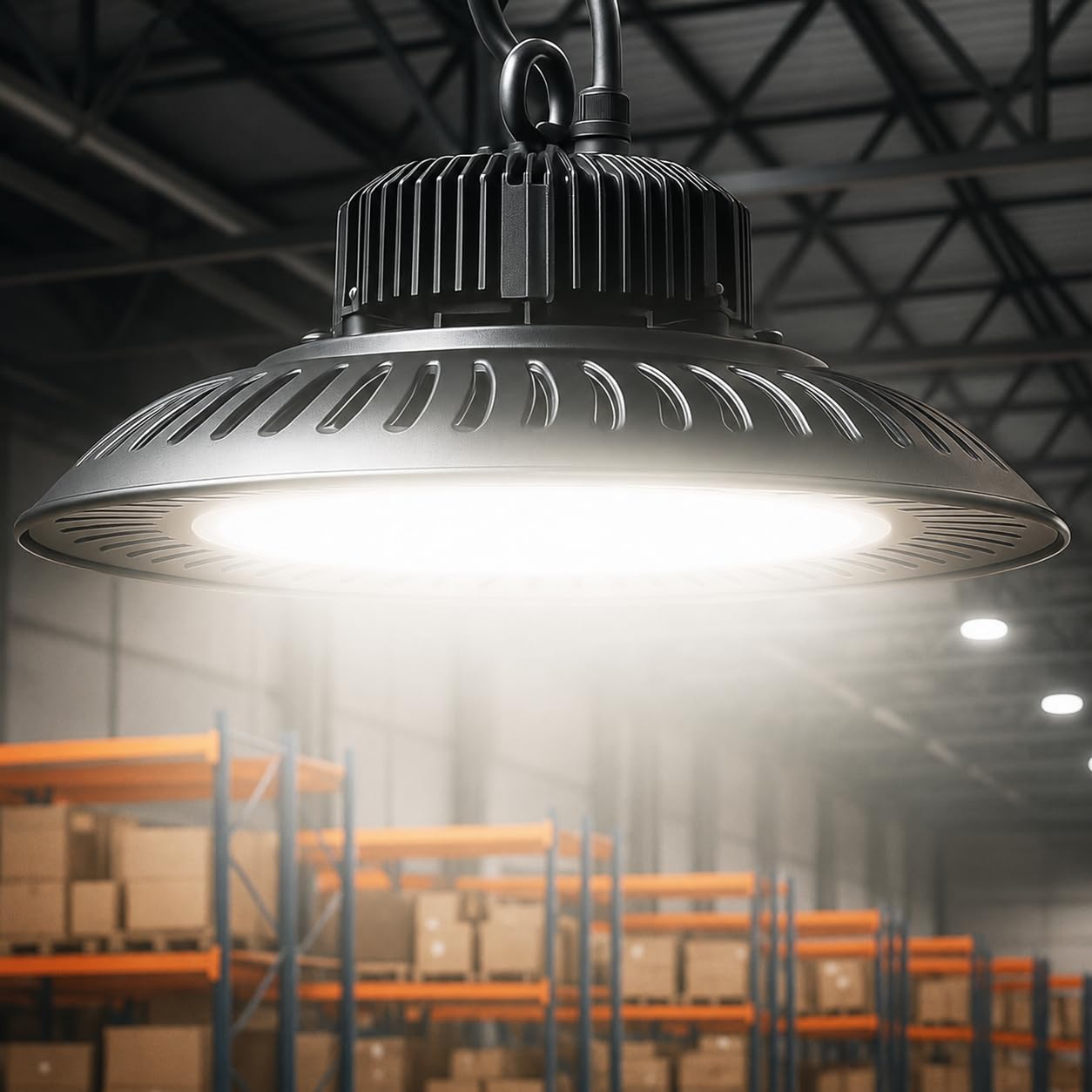 Jandei – 4 x Campana Industrial Led UFO ECO 200W (equivalente 1500W), 18000 LM, Lámpara Led Luz Blanca Fría 6000K, Superbrillante. Iluminación Nave, Taller, Garaje, Fábrica (1 Unidad)