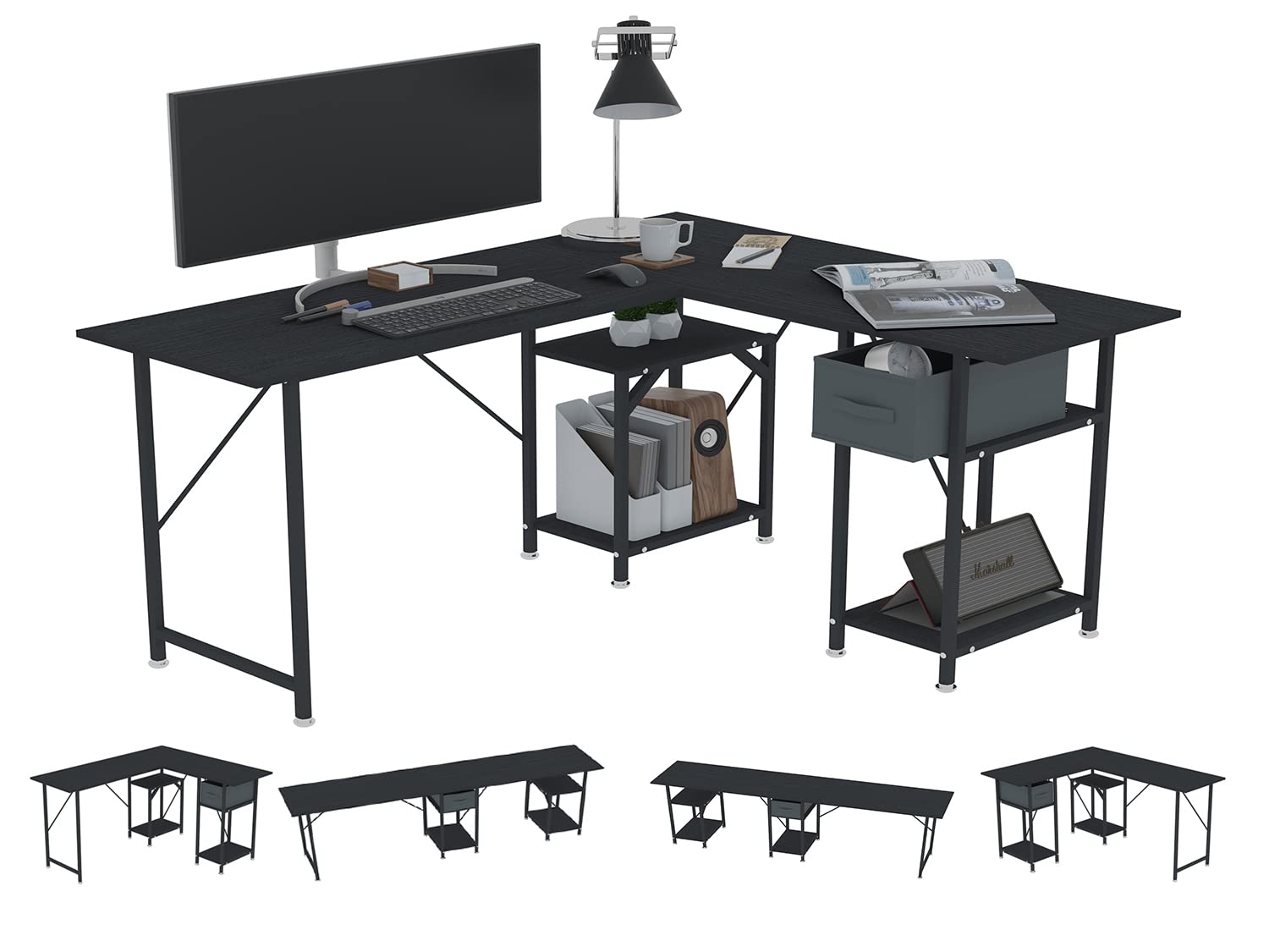 Buy DLIUZ Gaming Desk,L Shaped Desk with Drawer,Reversible Computer