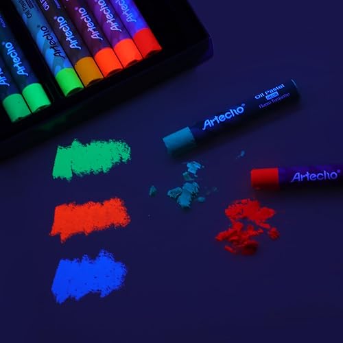Miniatura 4 de Artecho Juego de 12 colores pastel al óleo de neón, pasteles suaves al óleo para pintura artística, dibujo, mezcla (0.394 x 2.756 in)