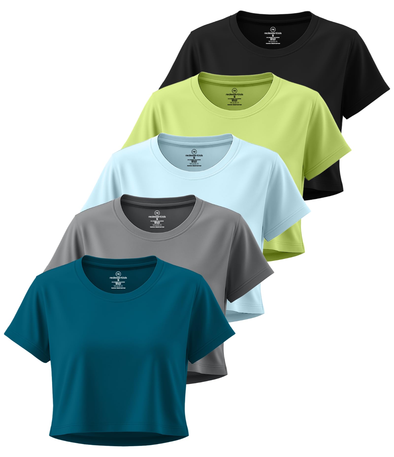 5 Pack Women's Dry Fit Crop Top Workout T Shirts Short Sleeve Athletic Gym