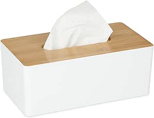 RETON Taschentuchbox-Abdeckung Set - 2 Stück Mit Bambusdeckel Für Wohnzimmer & Büro