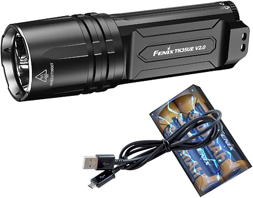 Fenix TK35UE V2.0 (TK35UEV2) Linterna táctica de 5000 lúmenes con baterías y un conjunto de cargador USB LumenTac