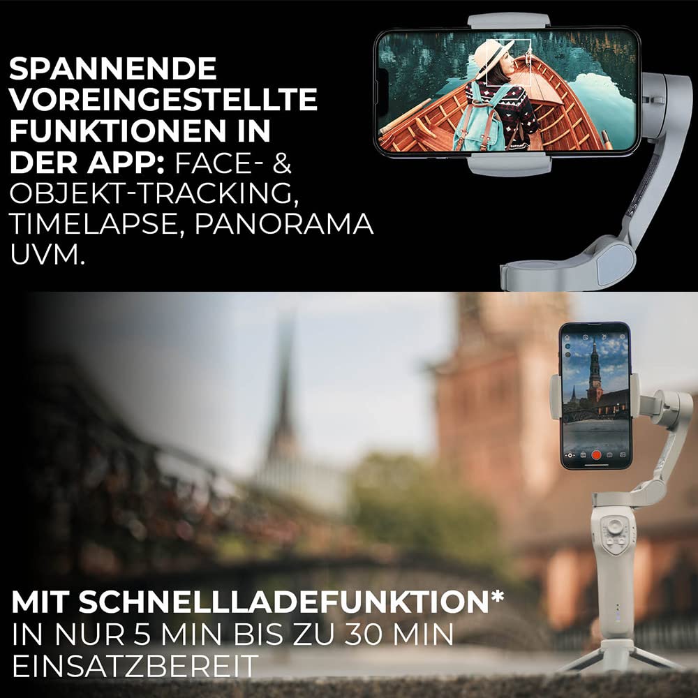 Rollei Steady Butler Mobil 3 SE, mały, lekki, składany smartfon gimbal do cichego kręcenia filmów z ręki. Ze sterowaniem aplikacją dla systemu Android i iOS 22946