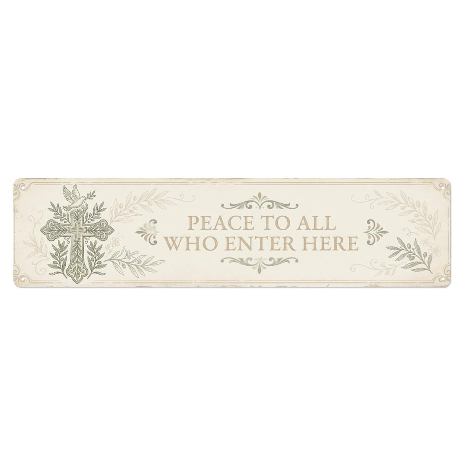 Fyrn Style Peace Enter Here Blessed Positive Quote Metal Tin Sign