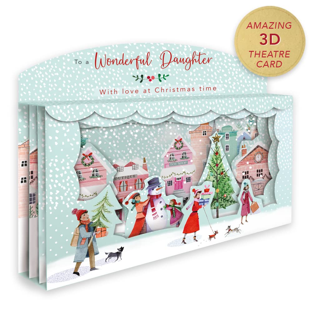 Wonderful Daughter Spectacular 3D Street Scene Christmas Card Freestanding Cards XSPT004, Multicolor, 21cm x 15cm - Image 4