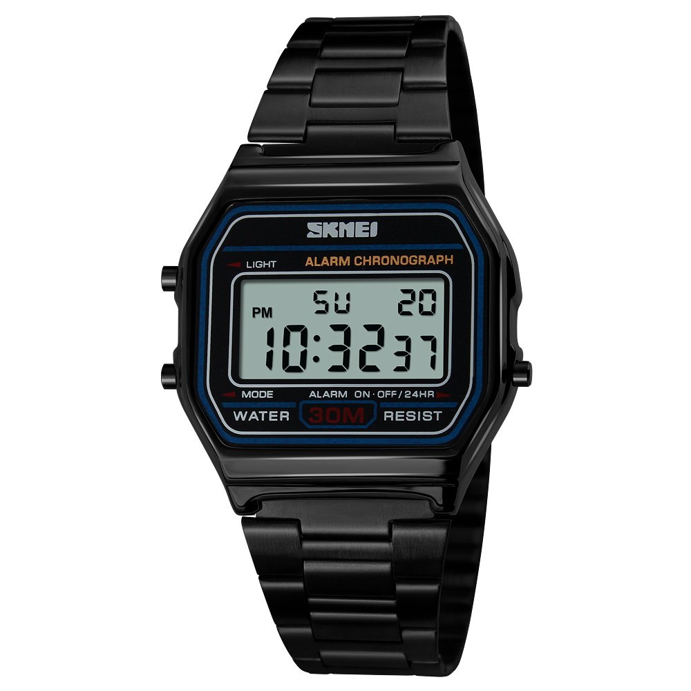 SKMEI Mens Digital Gold Stainless Steel Watch Backlit Multifunction Stopwatch Waterproof Sport Watches - 1123 (B0CCFS9HWD) Amazon Price History, Amazon Price Tracker