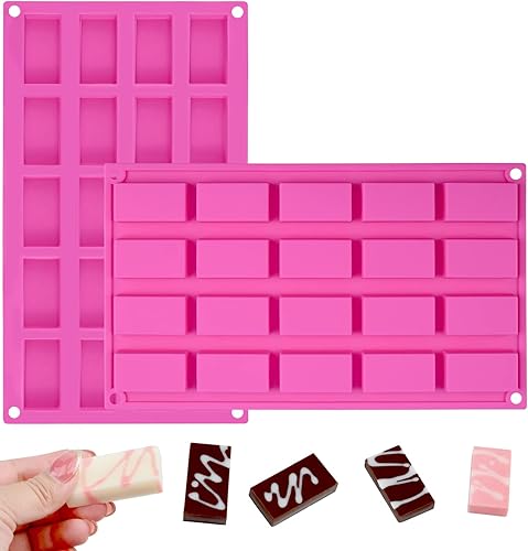 Sakolla - Paquete de 2 moldes de silicona para barras de chocolate, moldes de barras de caramelo rectangulares, para hacer chocolate, paletas