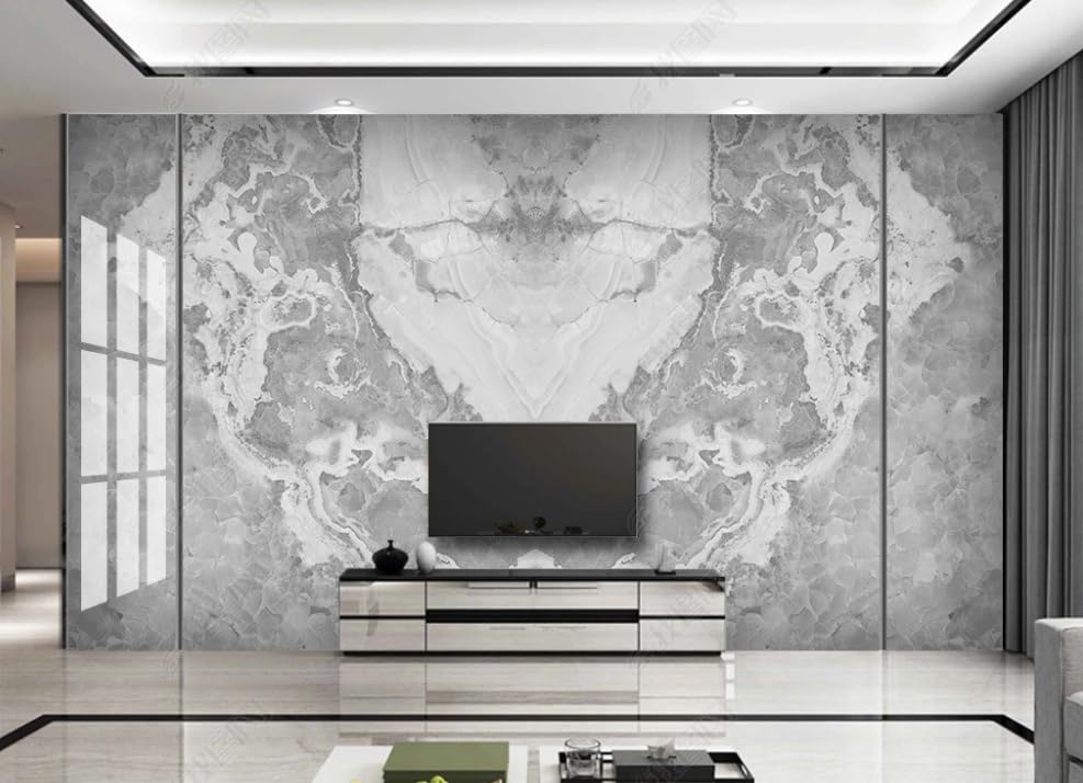 Papier peint intissé jazz blanc aspect marbre noble pour décoration murale haut de gamme