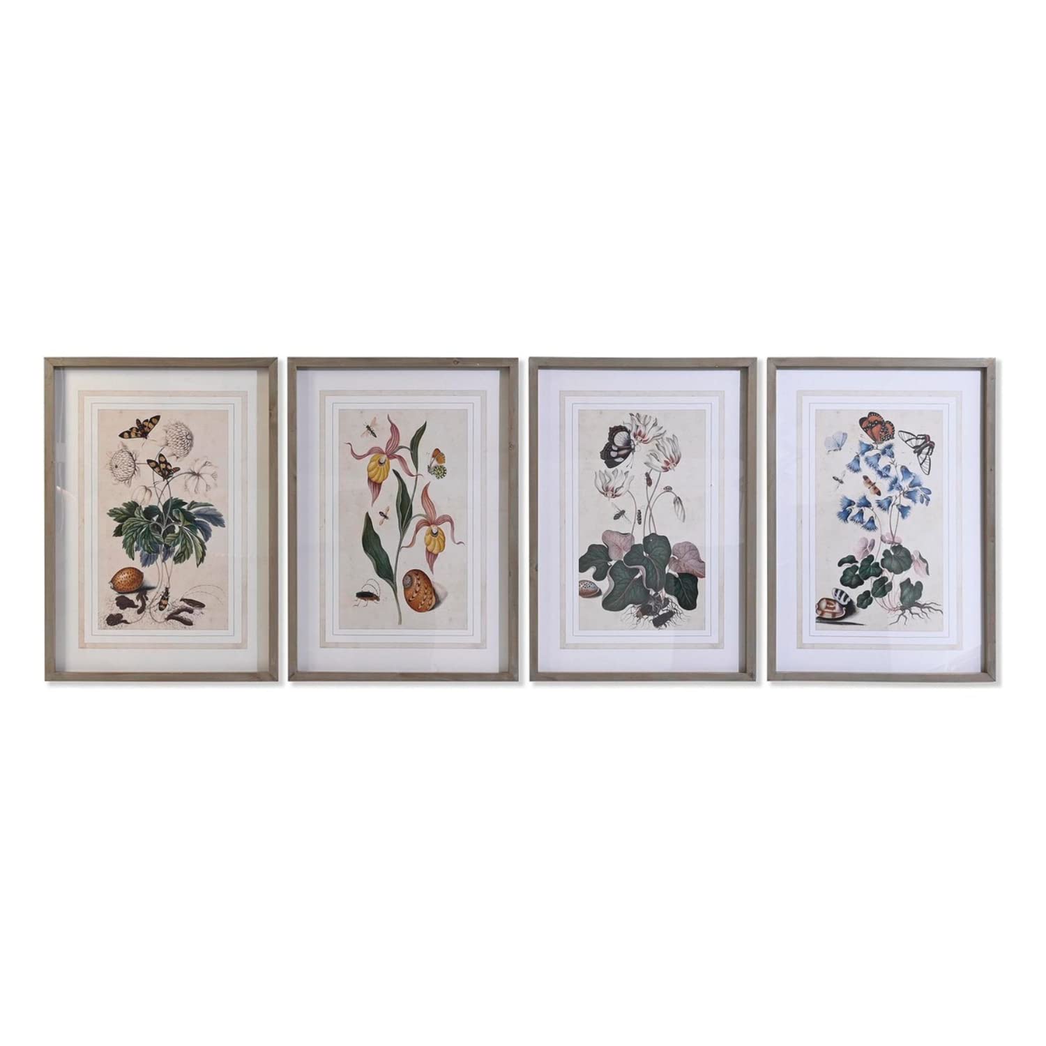 Tableau sapin en verre 50x65 cm décoration murale fleurs lot de 4 cadres