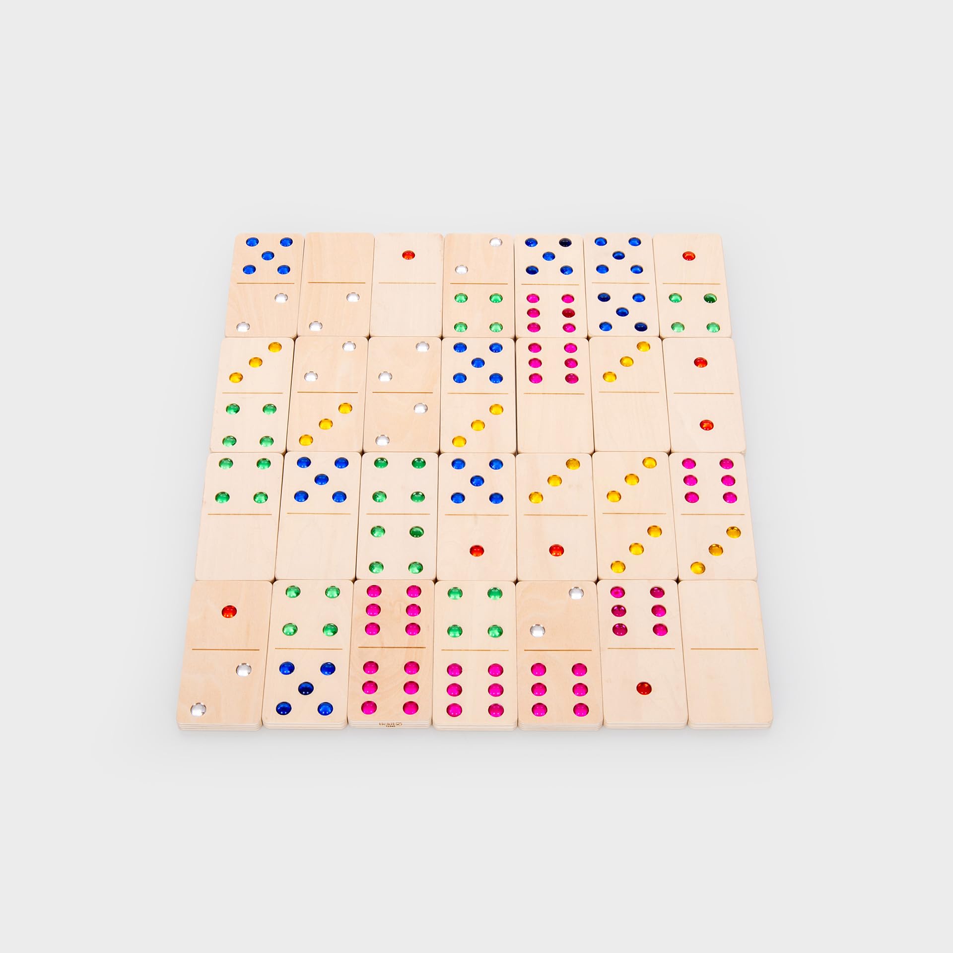 tickit Dominó con gemas de madera de gran tamaño – Juguete educativo de matemáticas certificado FSC® – Juego de dominó sensorial grande para jugar en interiores y exteriores