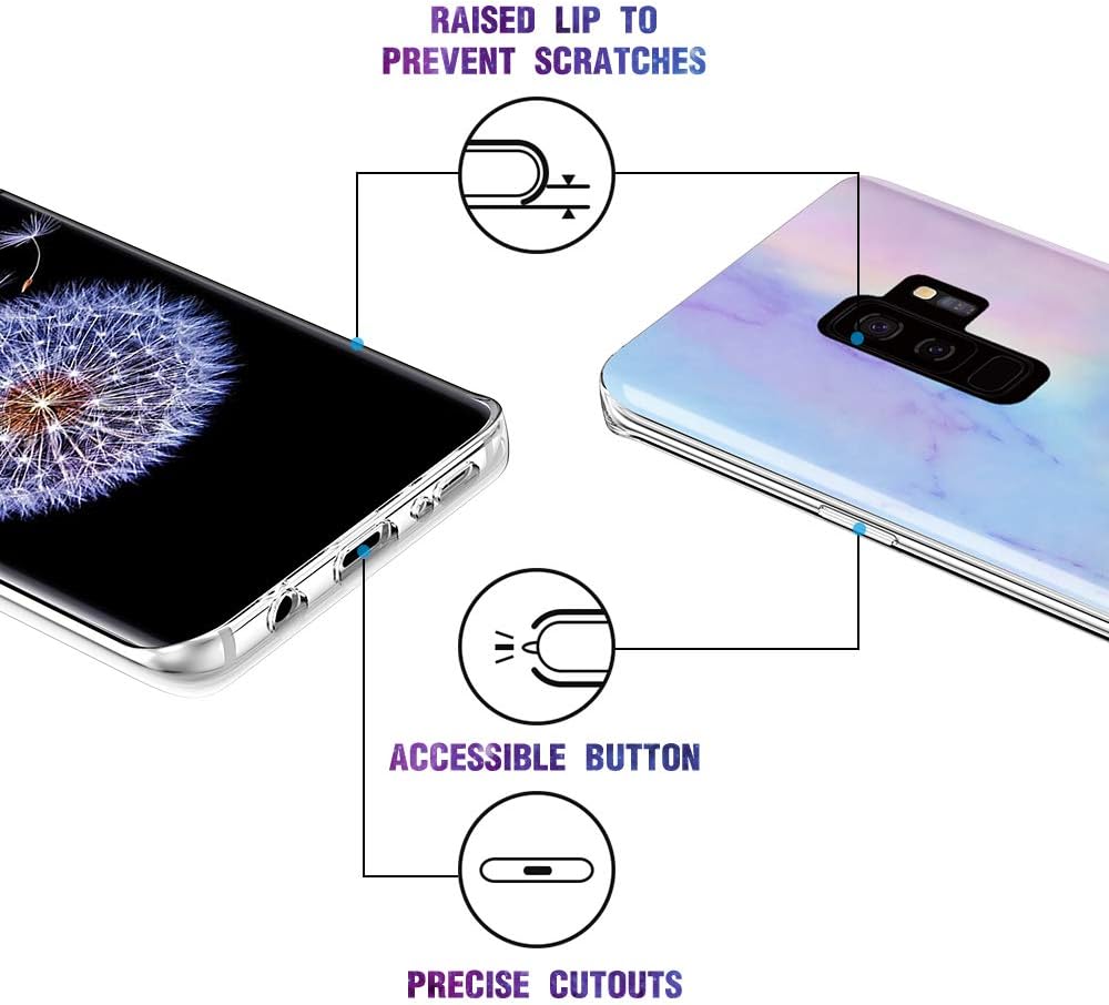 Caka Galaxy S9 Plus Case, Galaxy S9 Plus Marble Case Slim Anti Scratch Shockproof Luxury Fashion Silicone Soft Rubber TPU Protective Case for Samsung Galaxy S9 Plus (Purple Opal)
