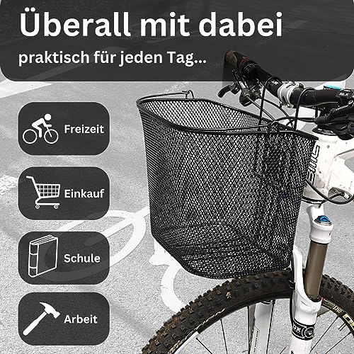 Fahrradkorb Lenkerkorb Fahrrad Tragekorb Vorderradkorb - Red Loon - Korb für Fahrradlenker - auch für eBike eScooter geeignet - engmaschiges Metall - mit Tragegriff - Volumen ca. 15l