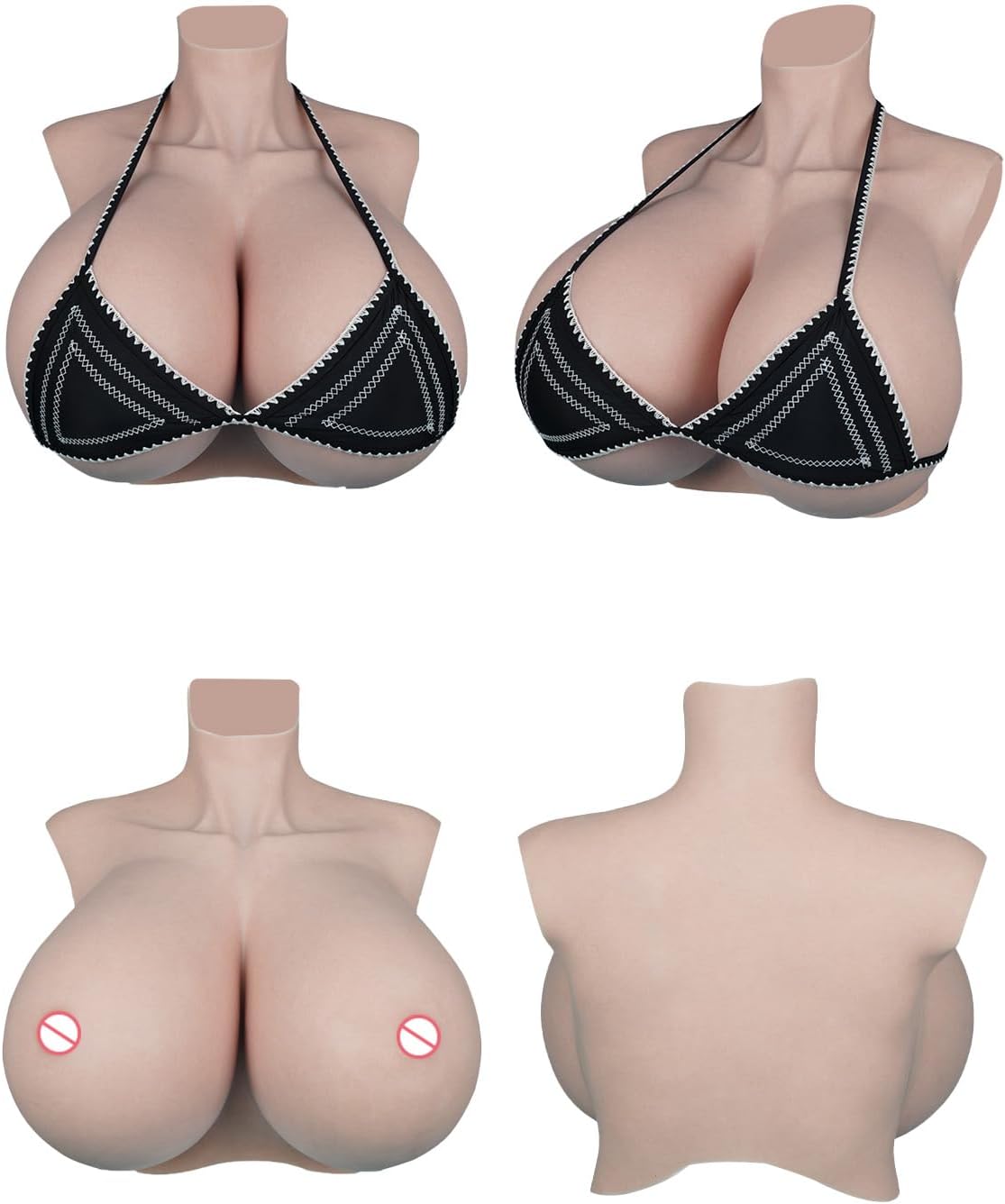 Large Cup Silicone Breast Forms with Airbag Filling, Short Style, M Size, Full Volume Shape for Crossdresser & MTF