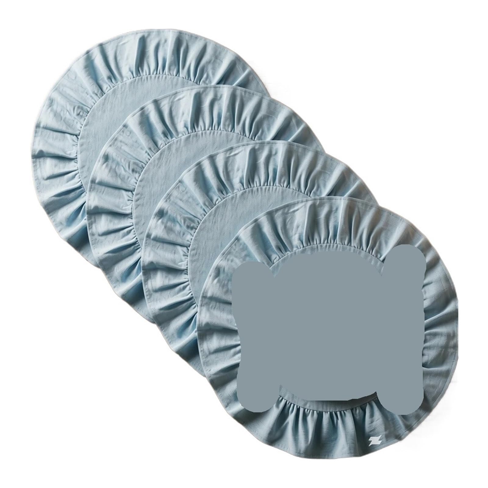Napperons ronds en coton bleu poudré 30cm serviettes tissu volants tapis de table