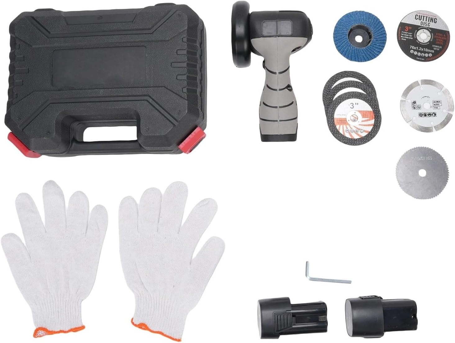 Power Angle Grinder 19500rpm Multifunctional Cordless Angle Grinder Kit Non Slip Handle For Appearance Finishing And Polishing(Black)