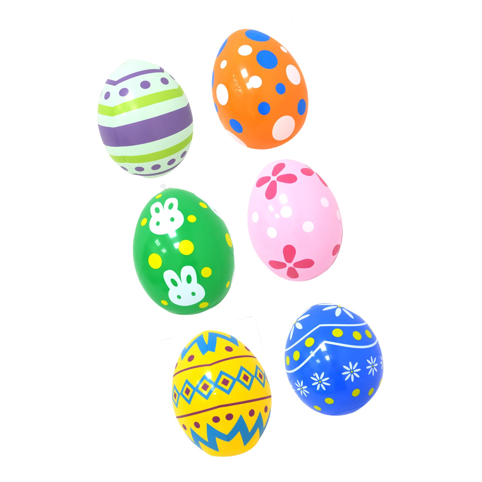 Hredyqw Pack Of 6 Inflatable Easter Eggs Outdoor Decorations Colorful PVC Party Supplies For Yard Garden Fence Tree