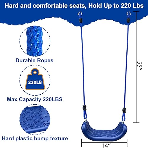 Miniatura 4 de JYGOPLA Juego de columpio de 2 asientos para patio trasero, columpio de metal resistente con marco en A con capacidad para 440 libras, 1 asiento de