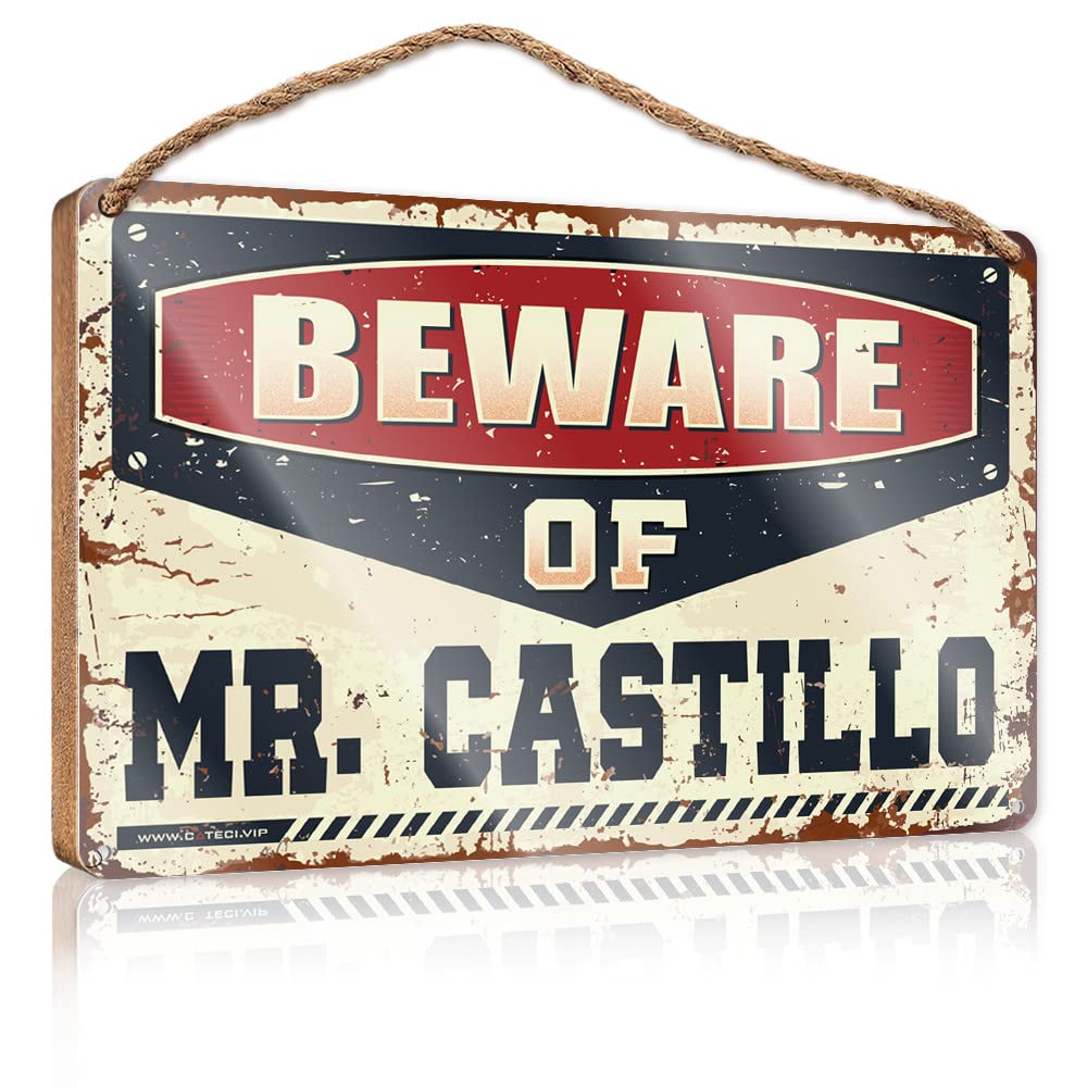 YYHLEH Outdoor Wall Decor Outdoor Wall Decor Beware Of Mr. Castillo Wooden Sign(15X28CM)